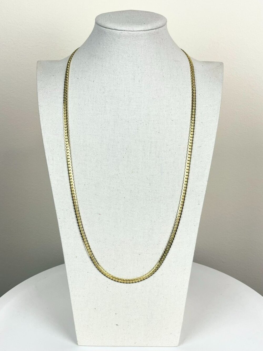 Vintage Gold Tone 30" Herringbone Chain Necklace